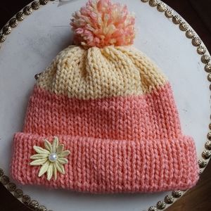Girls/Toddler Knitted Flower Beanie